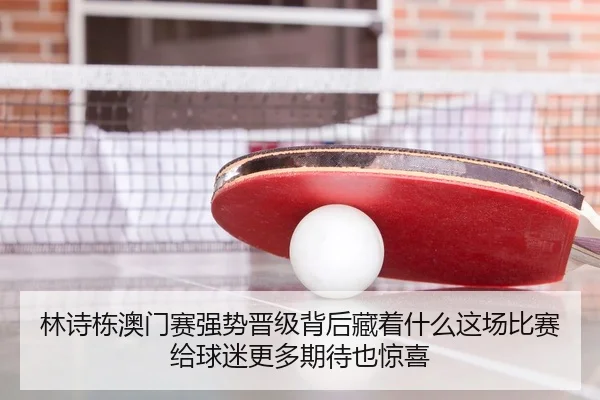 林诗栋澳门赛强势晋级背后藏着什么这场比赛给球迷更多期待也惊喜